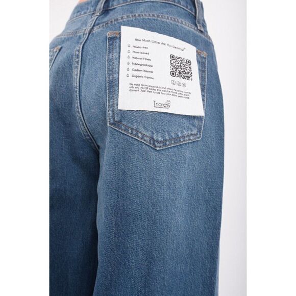 Triarchy Womens Ms Keaton High Rise Baggy Jeans Sz 24 Organic medium Indigo New - Picture 6 of 7